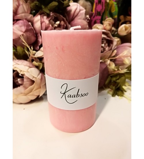 Keskmine pitsiefektiga lauaküünal, õrn roosa