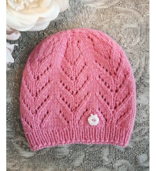 Kootud suvine müts roosa, 1-3 kuud