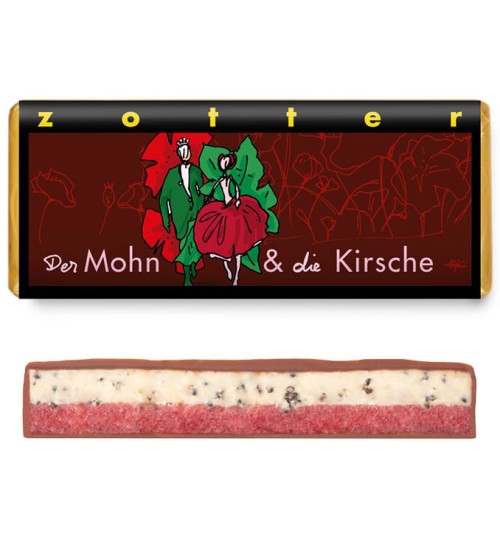 Täidisega šokolaad "Der Mohn & die Kirche"- mooniseemned ja kirss