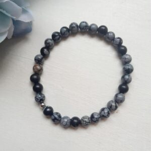 Bracelet with snow obsidian