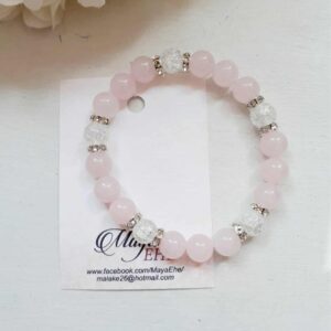 Käeehe roosa kvartsi ja mäekristalliga