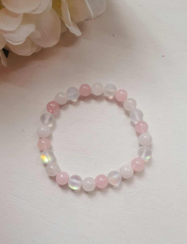 Bracelet with pink quartz and mountain crystals