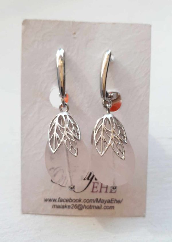 Earrings with pink quartz