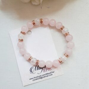 Käeehe mäekristalli ja roosa kvartsiga