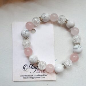 Käeehe roosa kvartsi, mäekristalli ja hauliidiga