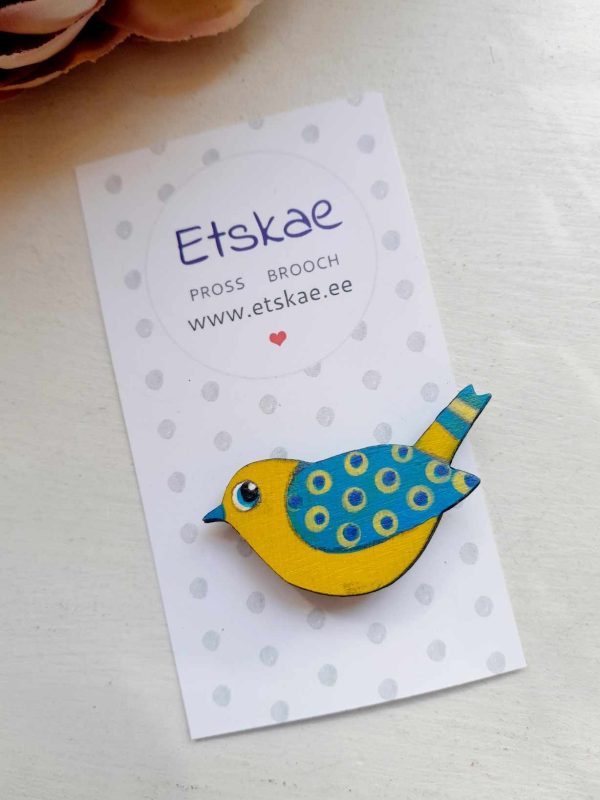 Käsitsi maalitud pross "Linnuke"
