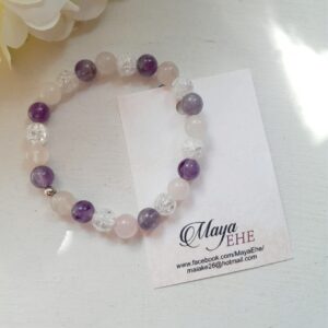 Bracelet with pink quartz, mountain crystal and amethyst