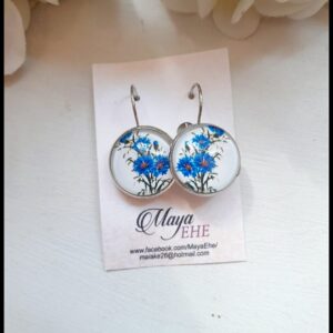 Klaaskamee kõrvarõngad rukkilille pildiga