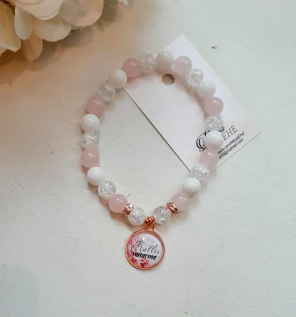 Bracelet with pink quartz and mountain crystals