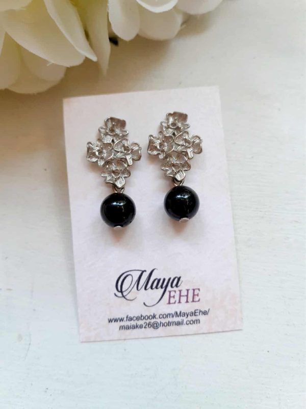 Earrings with black tourmaline