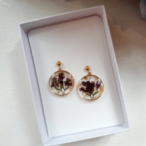 Earrings Made Of Dried Flowers And Epoxy Resin