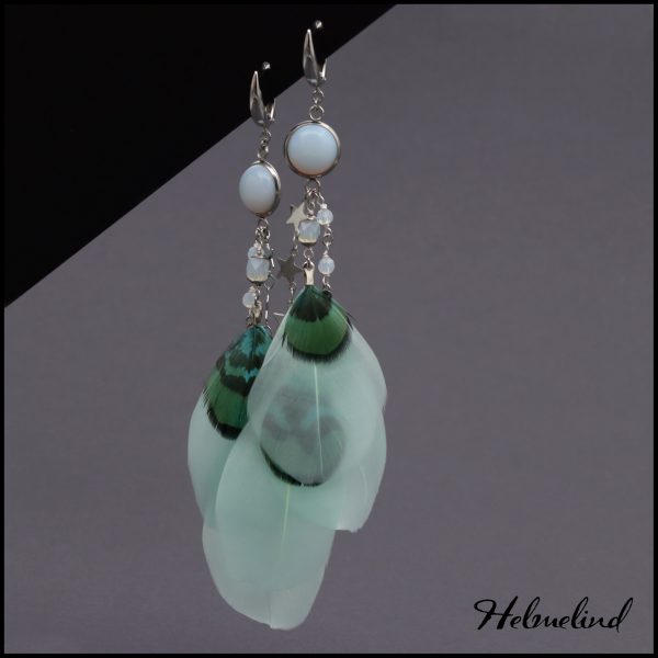 Amazing earrings with different crystals and feathers - Image 2