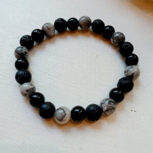 Bracelet with jasper, lava stone and onyx