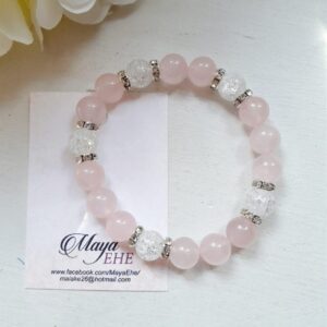 Käeehe roosa kvartsi ja mäekristalliga