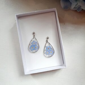 Earrings Made Of Dried Flowers And Epoxy Resin