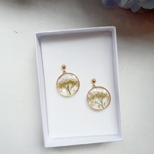 Earrings Made Of Dried Flowers And Epoxy Resin