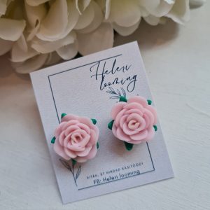 Kaunid fimosavist kõrvarõngad "Õrnroosad roosid"