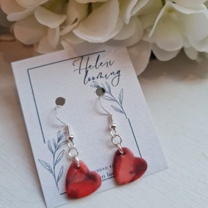 Kaunid fimosavist kõrvarõngad "Süda", punased