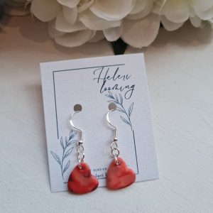 Kaunid fimosavist kõrvarõngad "Süda", punased