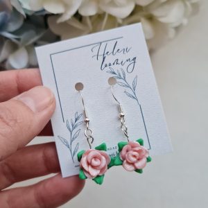 Kaunid fimosavist kõrvarõngad "Roos" sädelev roosa