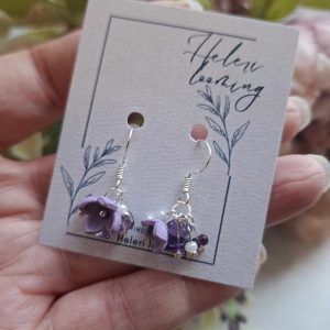 Kaunid polümeersavist kõrvarõngad "Lilla sireliõis" ametüstiga