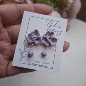 Kaunid polümeersavist kõrvarõngad "Lillad sirelid"