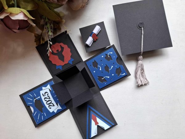 A beautiful hand-crafted box card for graduation