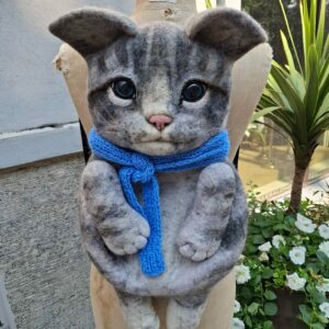 Handcrafted backpack "Kitty with a scarf"