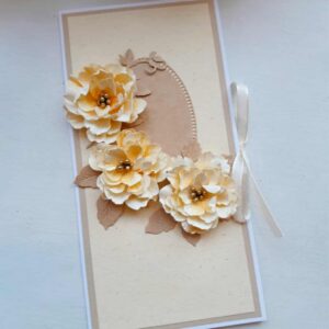 Käsitsi meisterdatud rahatasku "Kaunid õied", ümbrikuga