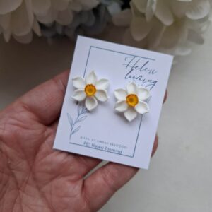 Käsitsi valminud kõrvarõngad "Nartsissid- Poeticus"