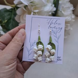 Kaunid fimosavist kõrvarõngad "Piibelehed", hõbe 925 konksud