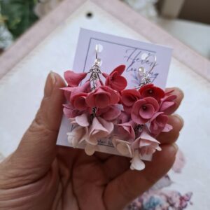 Kaunid fimosavist kõrvarõngad "Aedhortensia kobarad"