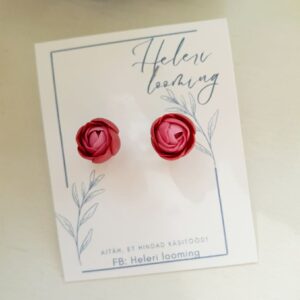 Handcrafted earrings "Cherry red peony`s"