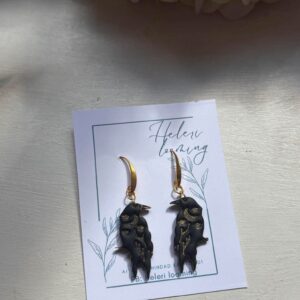 Handcrafted earrings "Crow"