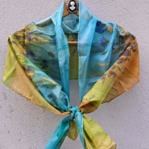 A hand-painted silk scarf