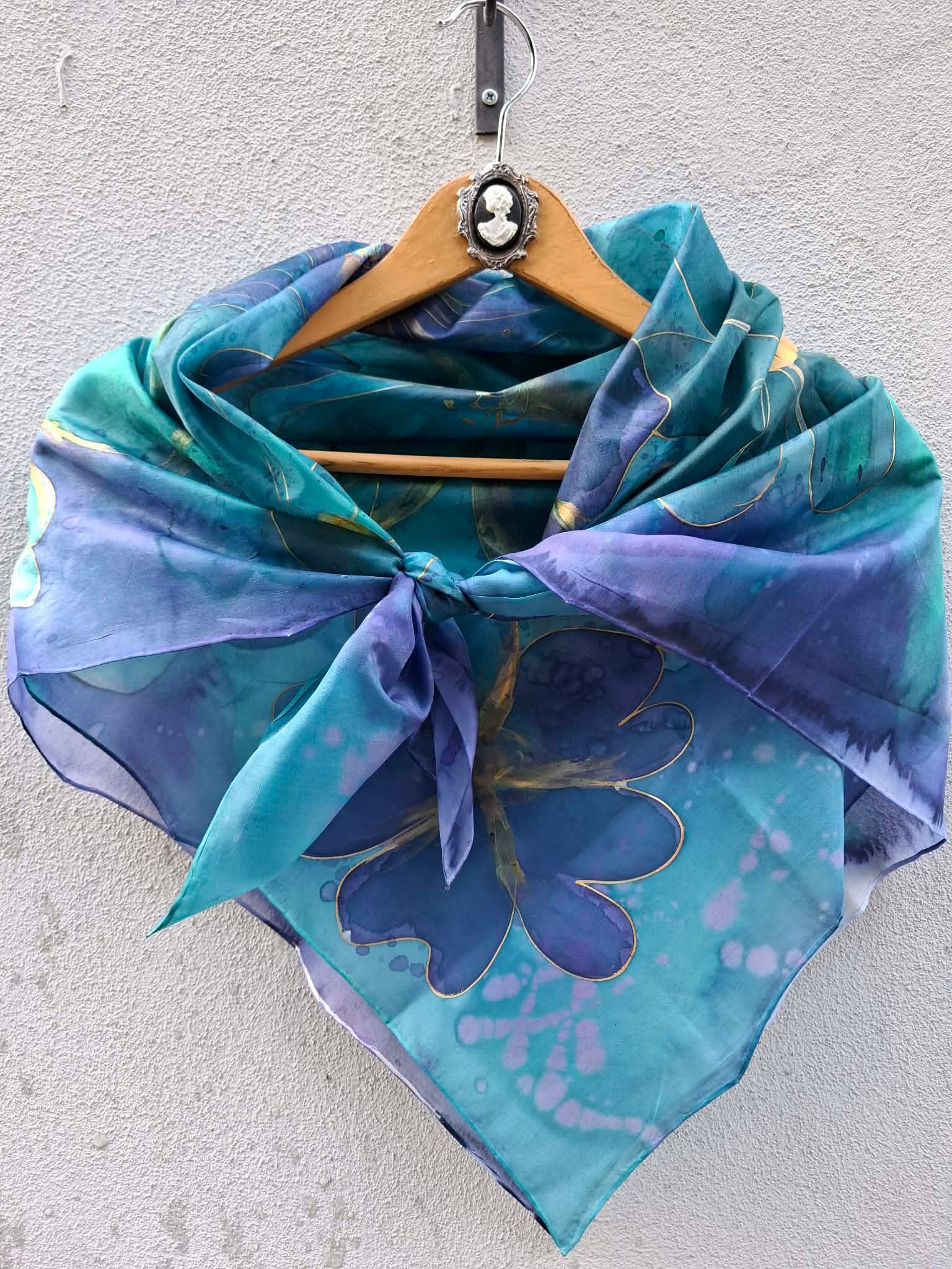 Hand-painted silk scarf