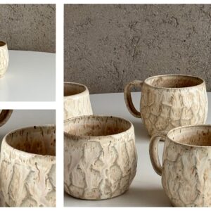 Handcrafted ceramic cup “Grain of sea sand”, giftbox