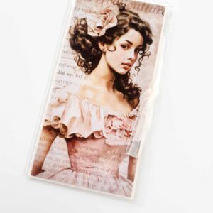 Rahataskuga õnnitluskaart "Romantiline kaunitar", paelaga seotav