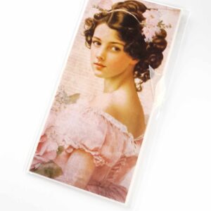 Rahataskuga õnnitluskaart "Romantiline kaunitar", paelaga seotav