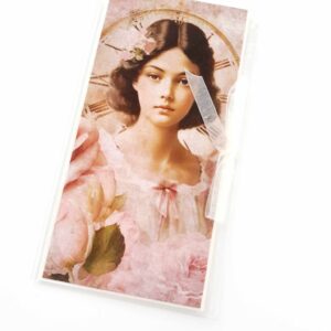 Rahataskuga õnnitluskaart "Romantiline kaunitar", paelaga seotav