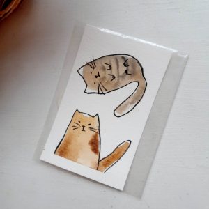 Kauni akrüülmaalinguga kaart "Kaks kassi"