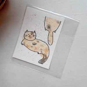 Kauni akrüülmaalinguga kaart "Muhe kiisu"