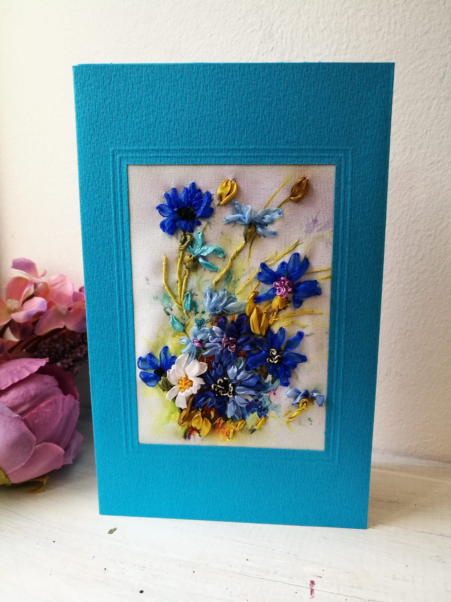 Paeltikandis valminud õnnitluskaart "Rukkililled"