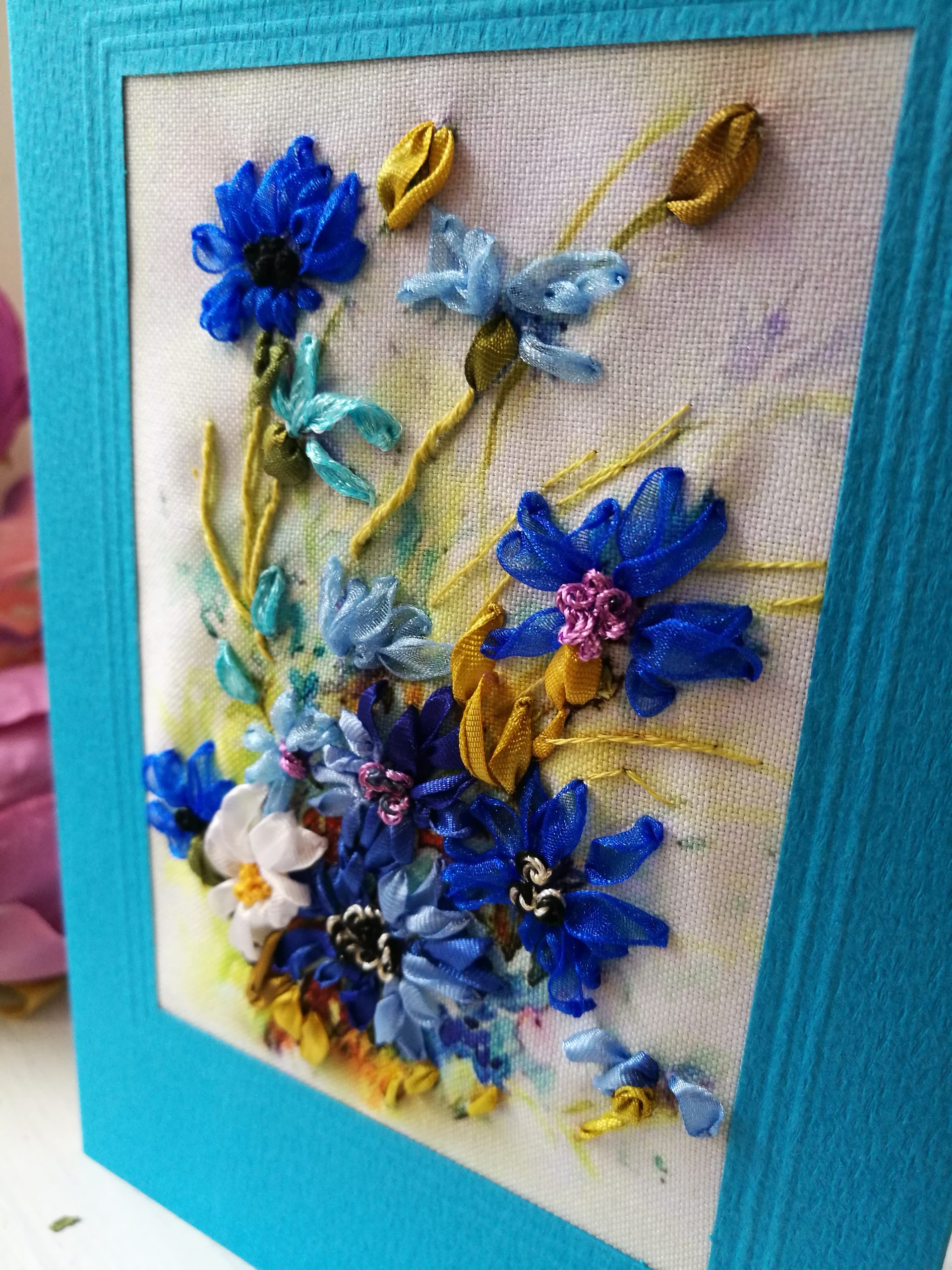 Paeltikandis valminud õnnitluskaart "Rukkililled"