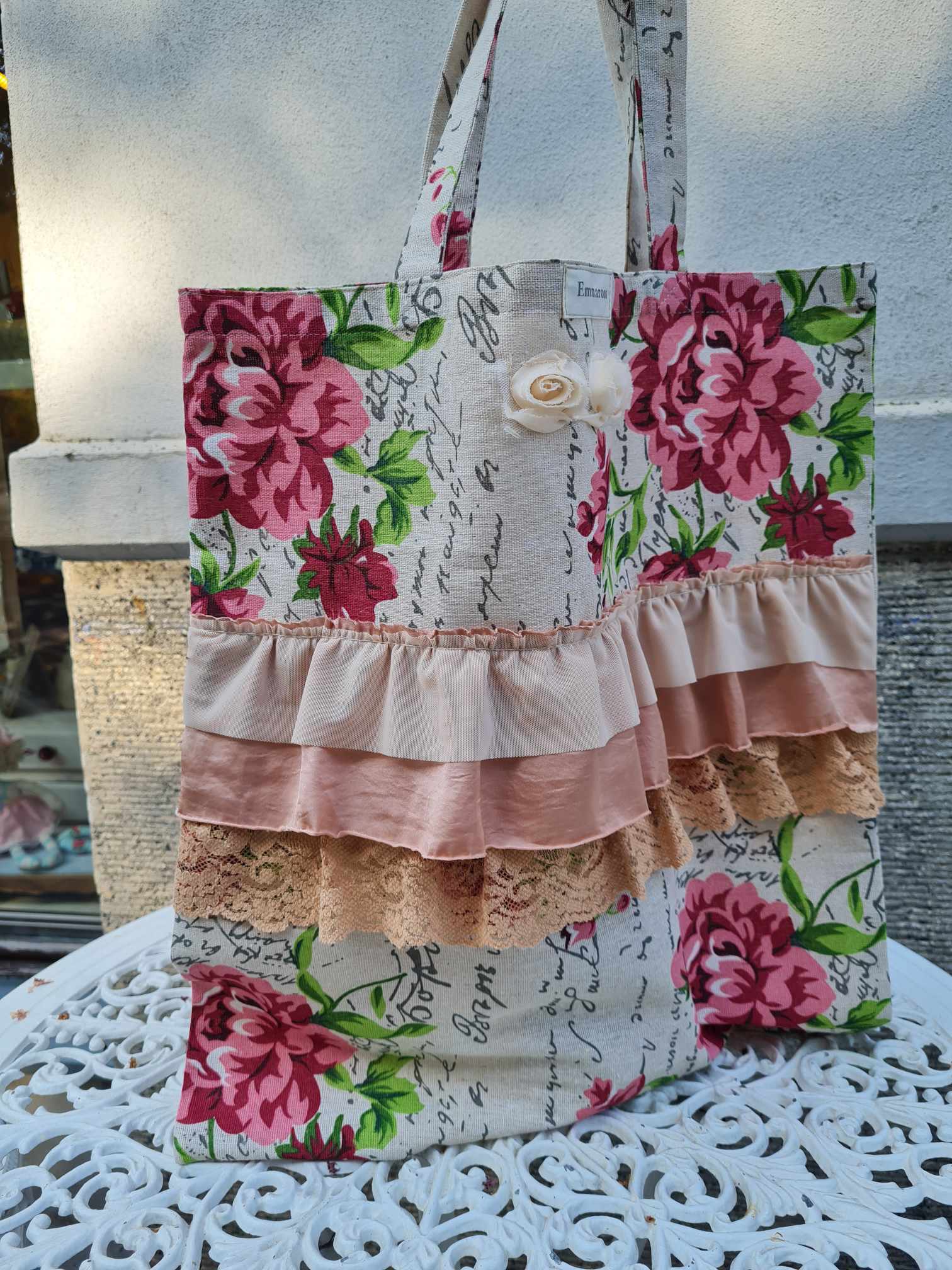 Romantiline riidest kott "Rooside võlu" + taimetee