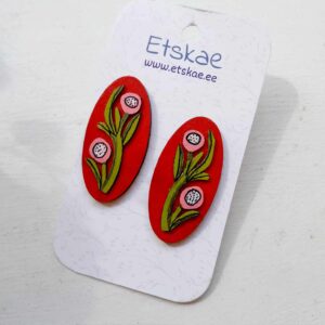 Stiilsed käsitsi maalitud kõrvarõngad "Lilled"