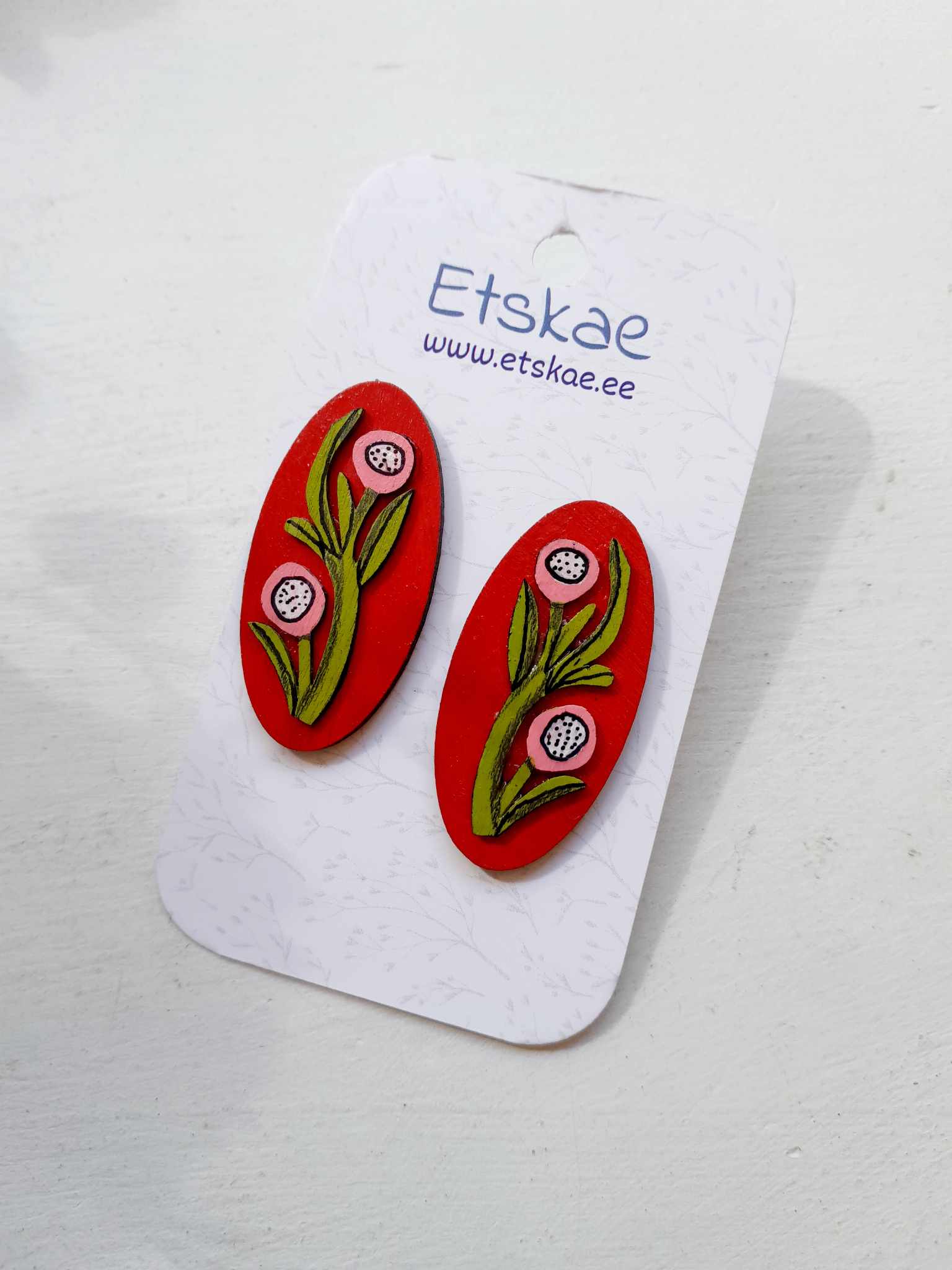 Stiilsed käsitsi maalitud kõrvarõngad "Lilled"