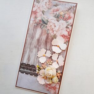 Õnnitluskaart "Lilled puidul"