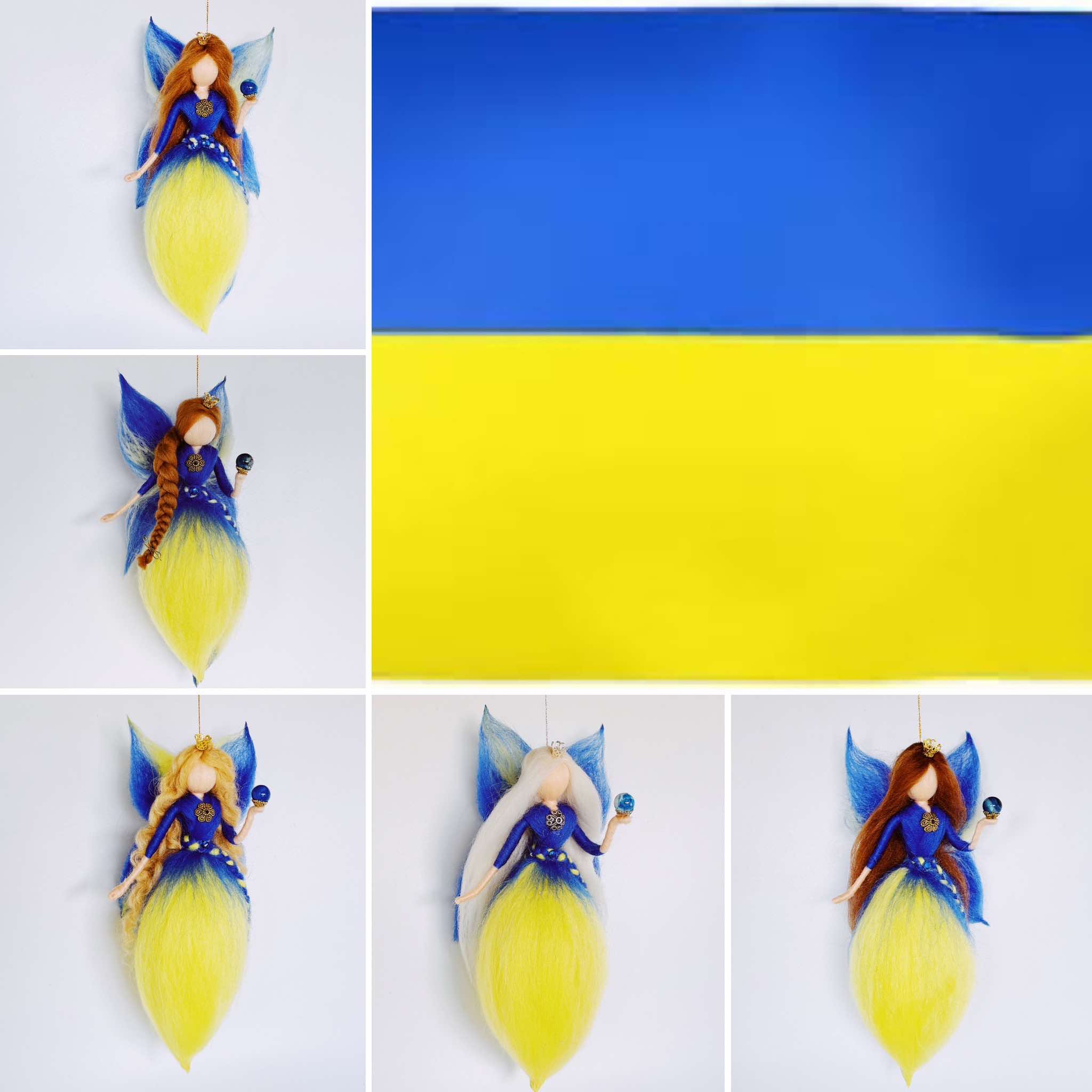Naturaalse ahhaadiga villahaldjas "Ukraina värvid"