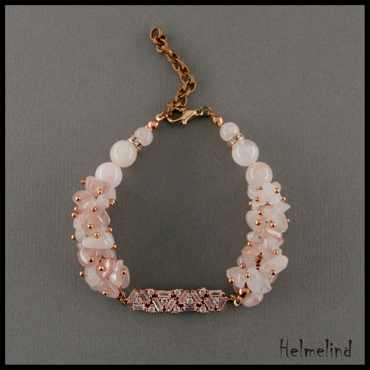 Kaunis poolvääriskividest käeehe - roosa kvarts